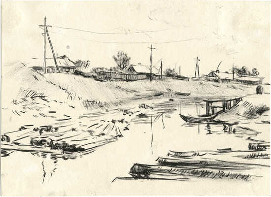 Попков Виктор Ефимович. Лес сплавляют